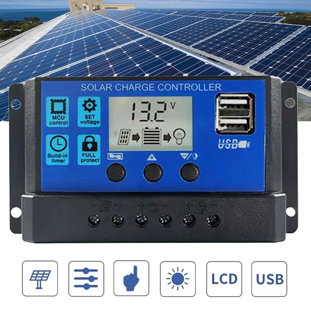 10Amp 12V/24V Solar Panel Regulator Charge Controller Battery Dual USB - Office Catch