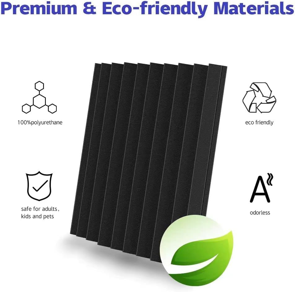 12Packs Black Self-Adhesive Acoustic Foam Sound Insulation Fire Resistant Wall Panels High-density - Office Catch