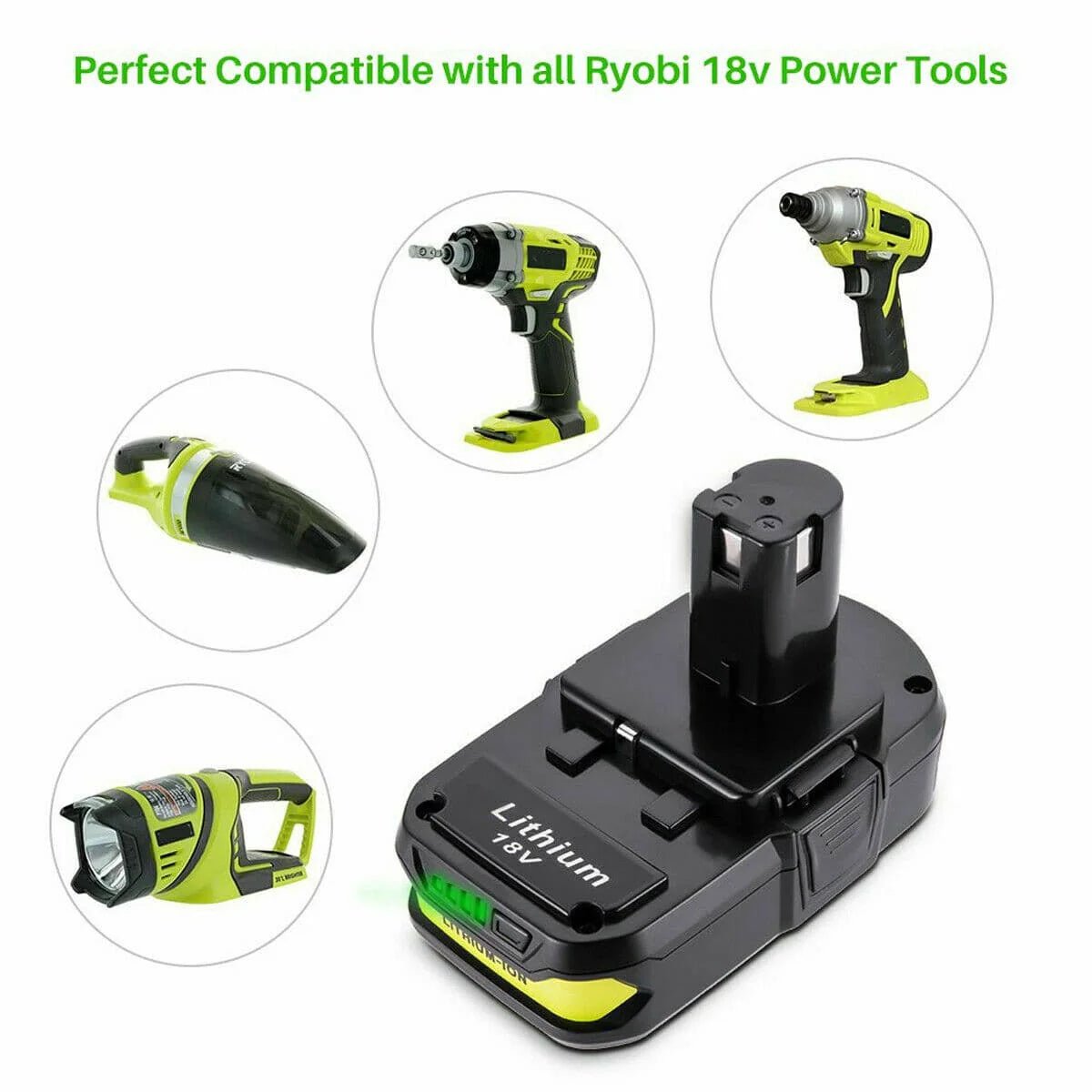 18V 6AH Ryobi One+ Plus Compatible Battery P108 RB18L50 P104 P780 RB18L40 - Office Catch