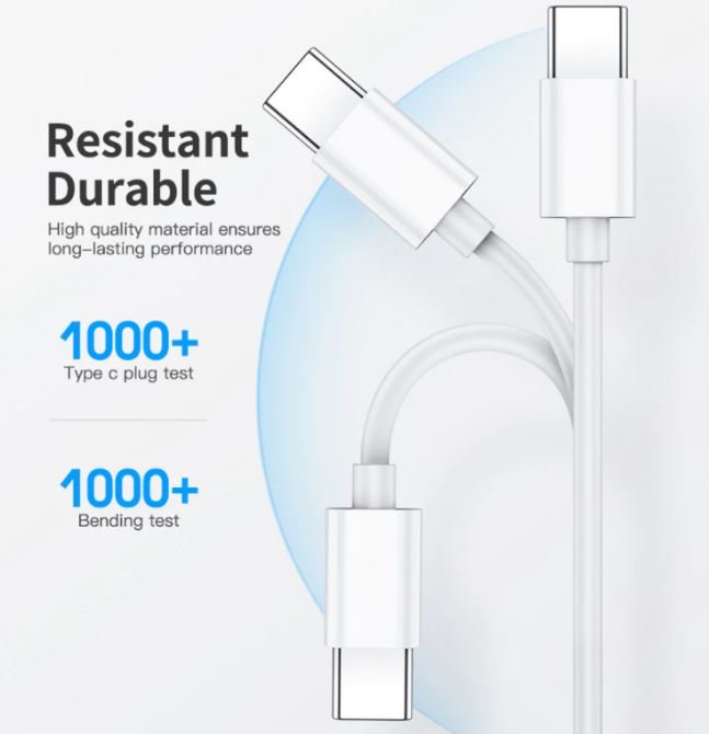 1M USB Type C to USB-C Cable Cable Charge PD 60W Quick Charging Data Fast Charger | 2 PCS - Office Catch