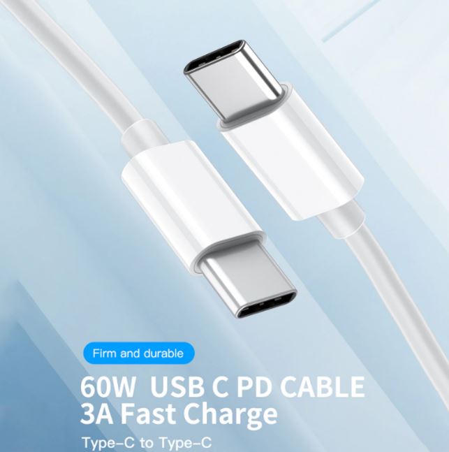 1M USB Type C to USB-C Cable Cable Charge PD 60W Quick Charging Data Fast Charger | 2 PCS - Office Catch