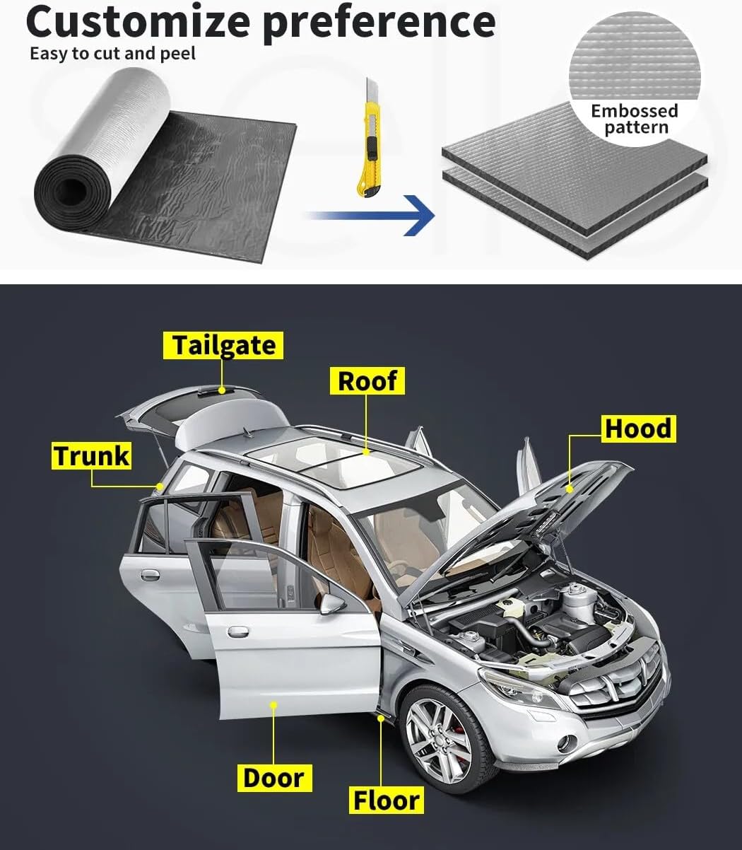 1Mx5M Sound Deadener Roller Car Insulation Mat Heat Shield Noise Adhesive Foam - Office Catch