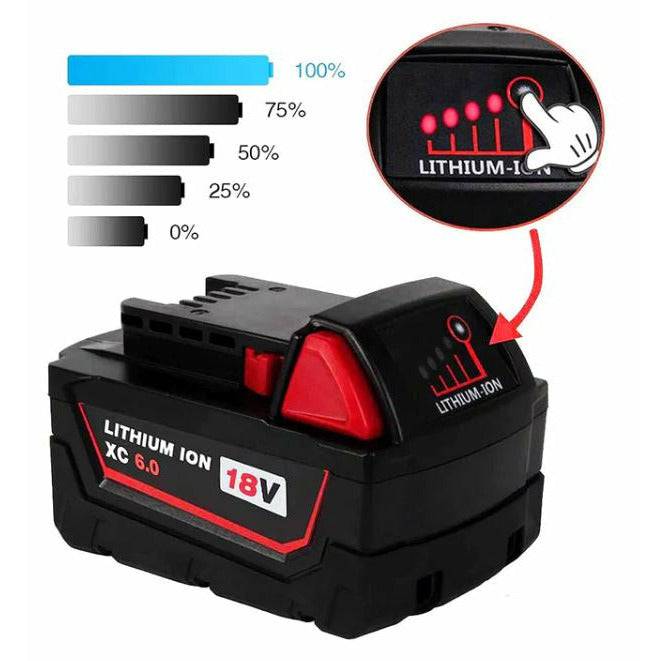 [2 Pack] Tavice Milwaukee M18 Compatible 18V 6.0Ah Lithium XC Battery | Replaces 48 - 11 - 1840 48 - 11 - 1860 Extended - Office Catch