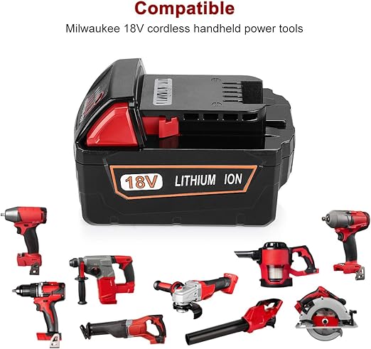 [2 Pack] Tavice Milwaukee M18 Compatible 18V 6.0Ah Lithium XC Battery | Replaces 48 - 11 - 1840 48 - 11 - 1860 Extended - Office Catch