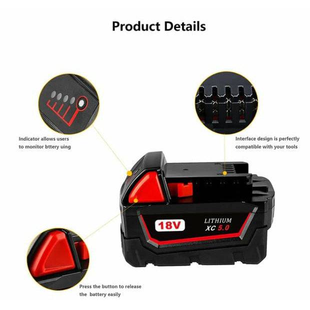 [4 Batteries] Compatible with Milwaukee 18V M18 Tools | 6.0Ah Battery Replacement | Super Heavy Duty - Office Catch