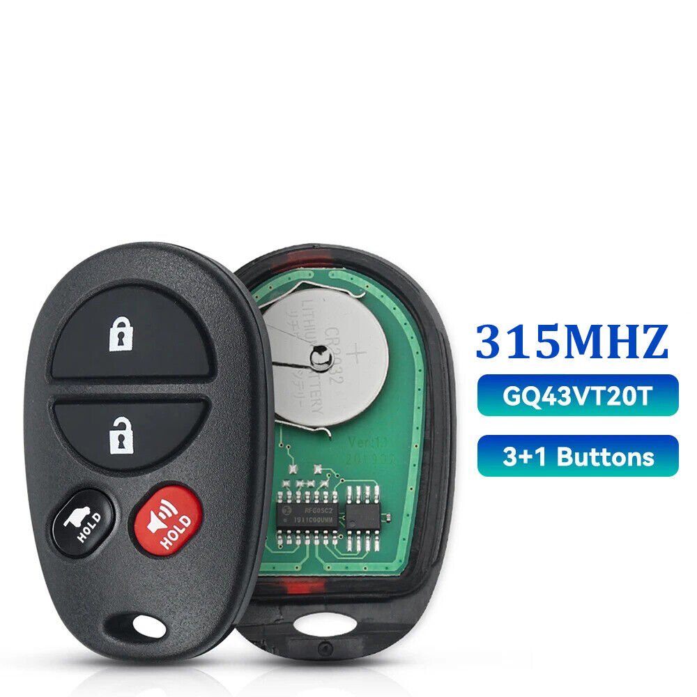 4 Button 433MHz Key Fob to suit Toyota Aurion/Kluge - Office Catch