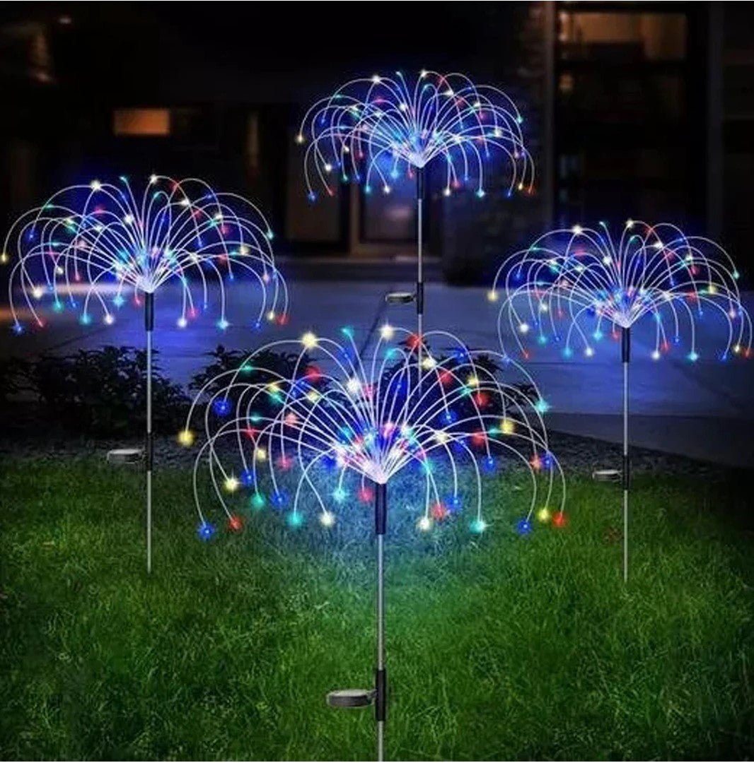 4PCS 120LED Solar Firework Lamp Garden Path Lights Starburst Stake Outdoor Decor - Office Catch