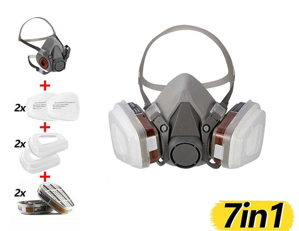 7 IN 1 Gas Mask Full Face Respirator Paint Spray Chemical Facepiece Safety - Office Catch