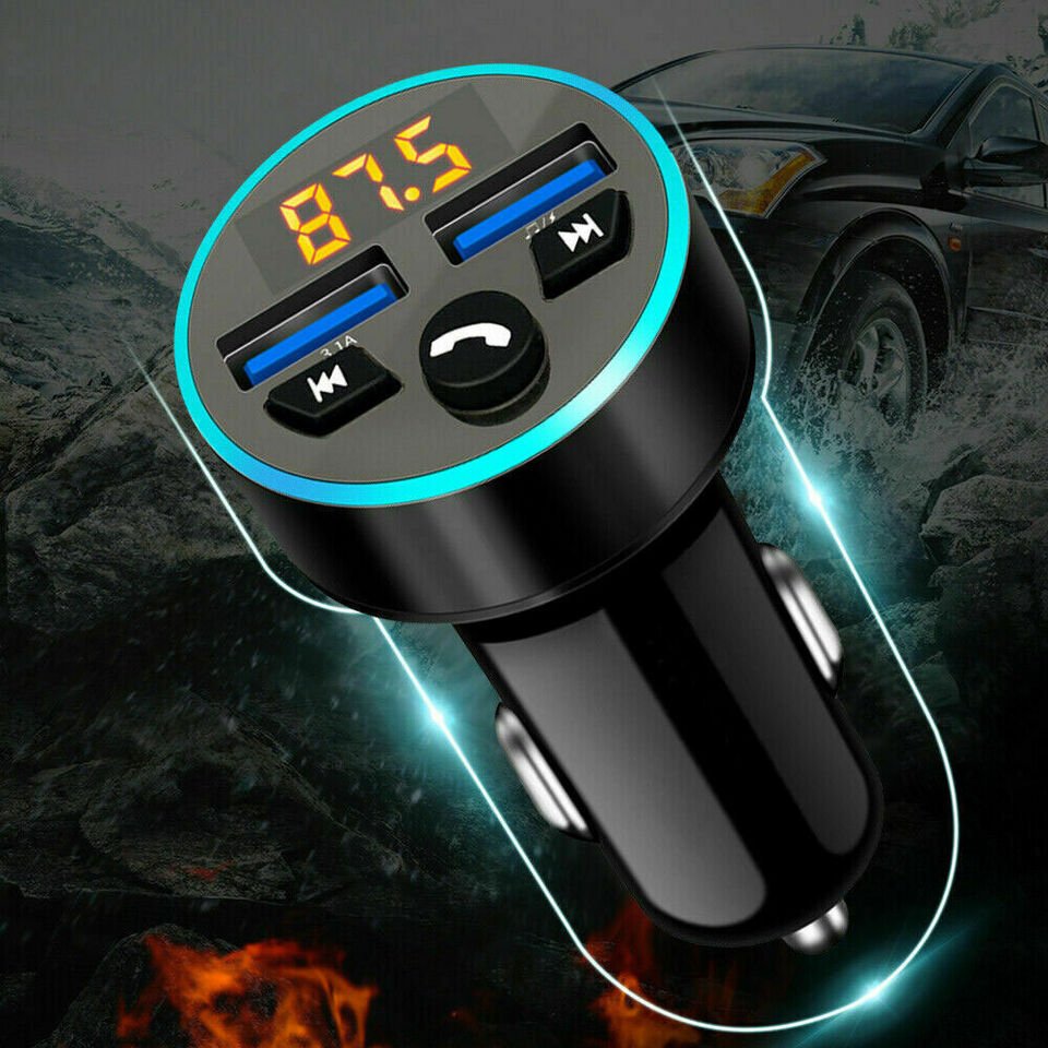 Car Bluetooth FM Transmitter Radio Adapter with Dual USB Charger - Office Catch