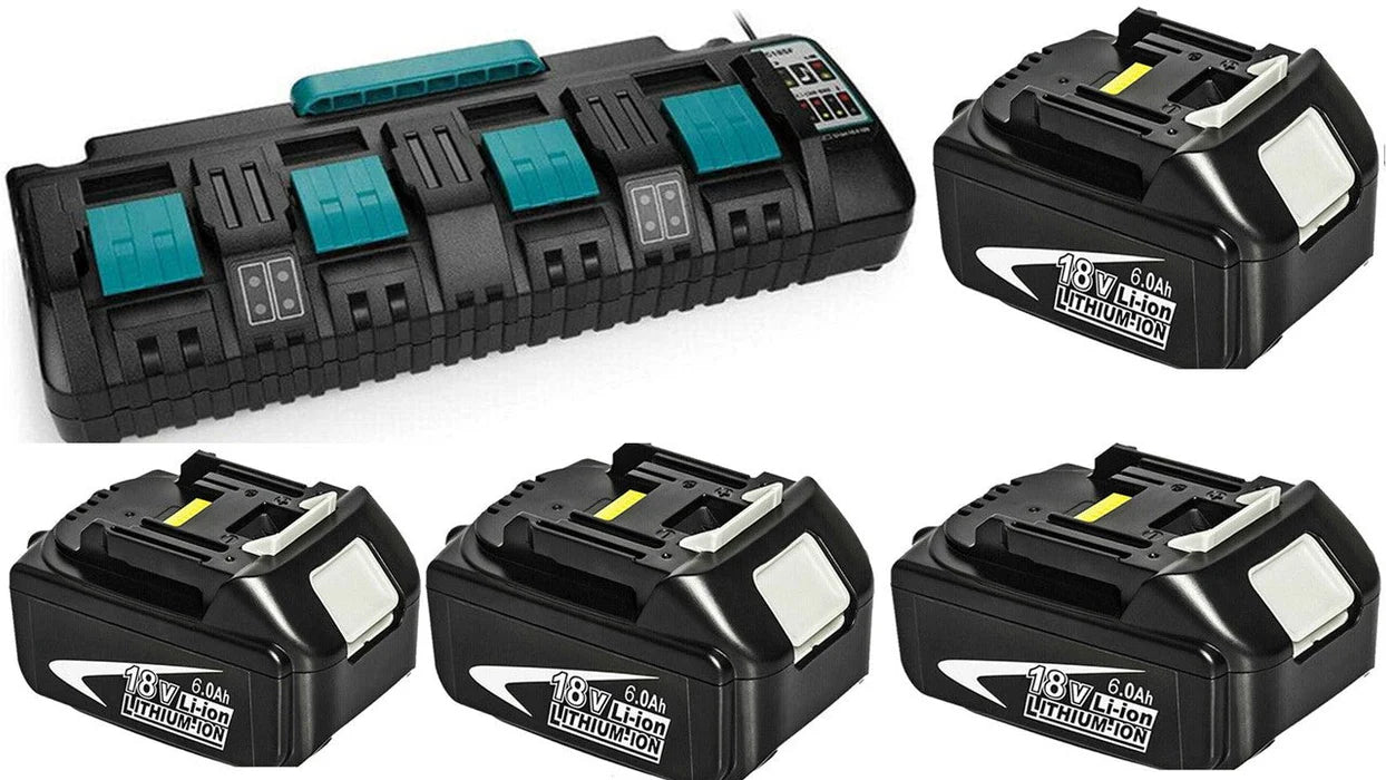 [Combo Pack] 4x 18V 6.0Ah Batteries for Makita + 4 Port Charger - Office Catch