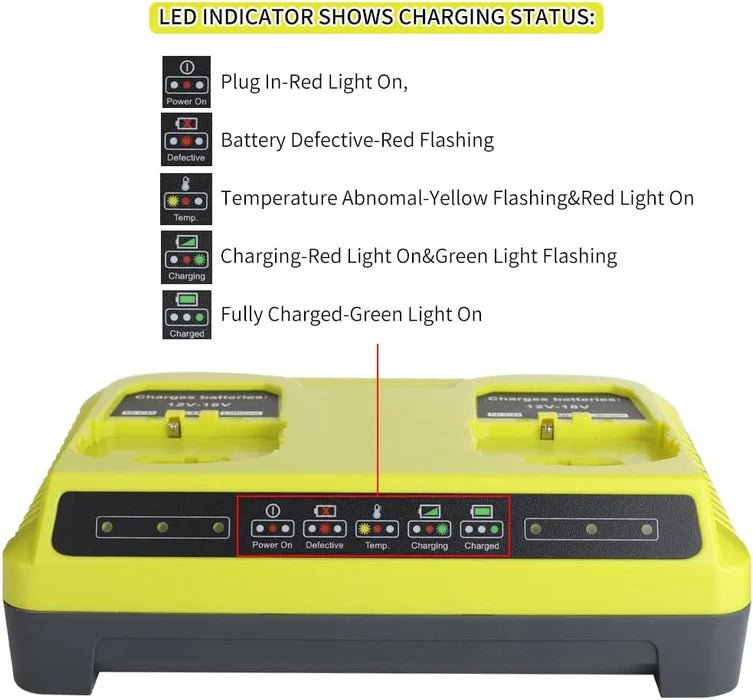 Dual Port Rapid Charger for Ryobi One + Plus P108 Li - ion Ni - CD Ni - MH 18V - Office Catch