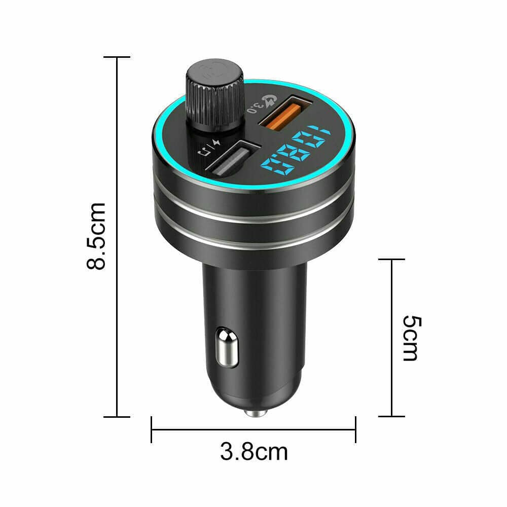 FM Transmitter & Bluetooth Radio Music Player with USB Dual Charger for Car Caravan etc - Office Catch