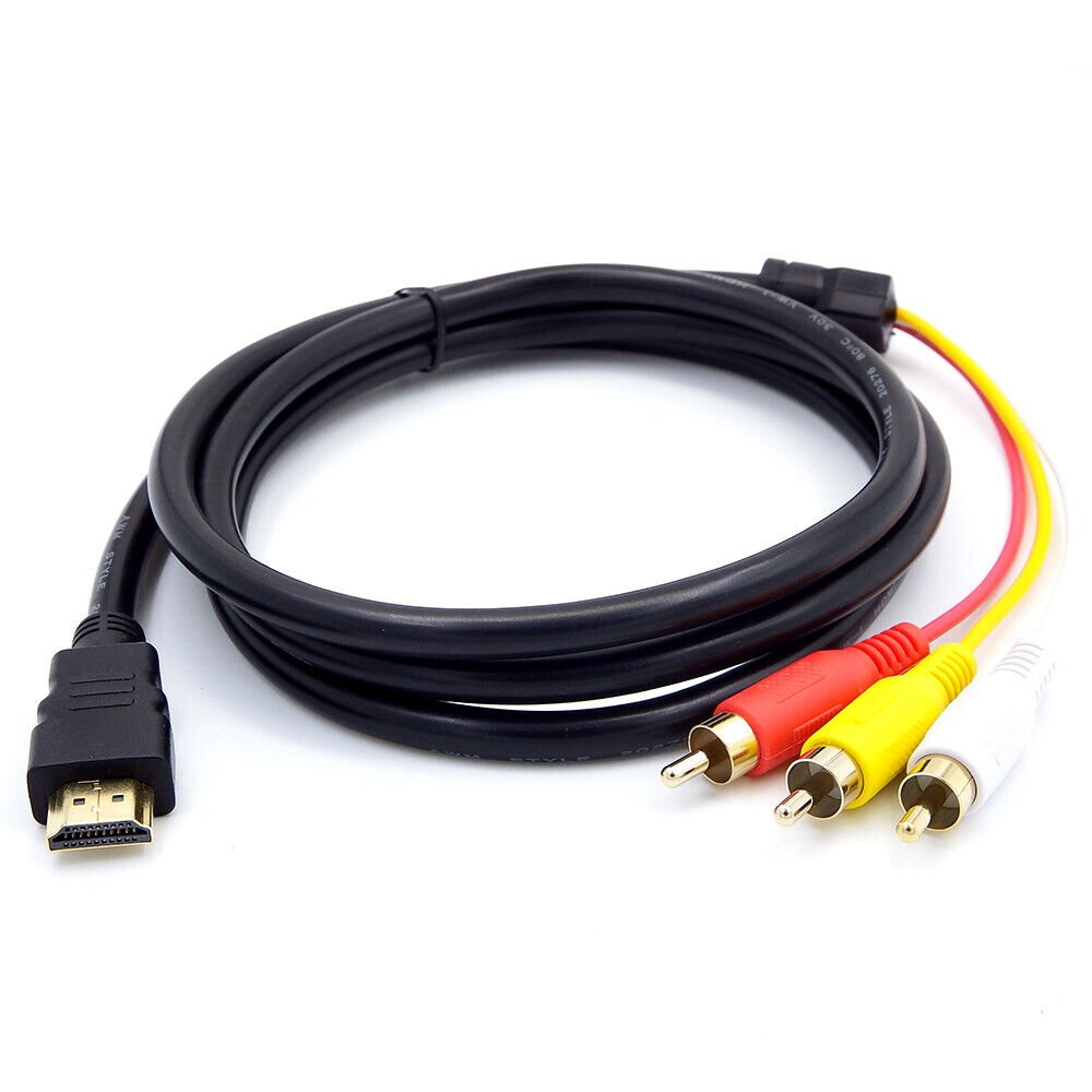 HDMI Male to 3RCA AV Composite Male M/M Connector Adapter Cable Cord Transmitter - Office Catch