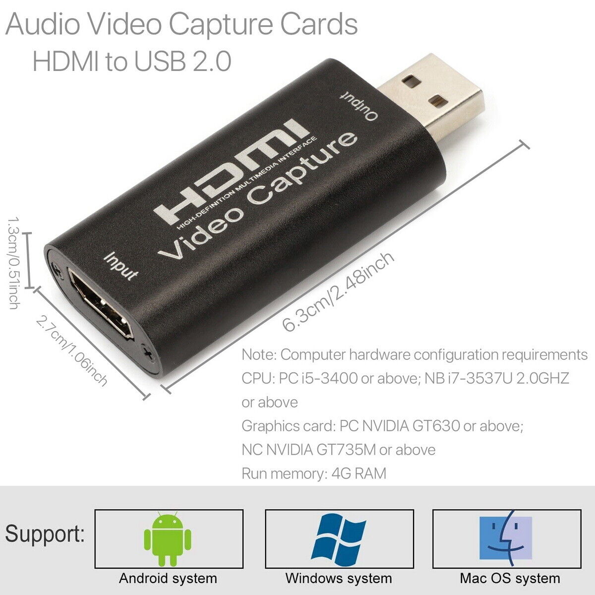 HDMI Video Capture Card USB 2.0 1080p HD Recorder for Video Live Streaming Game - Office Catch