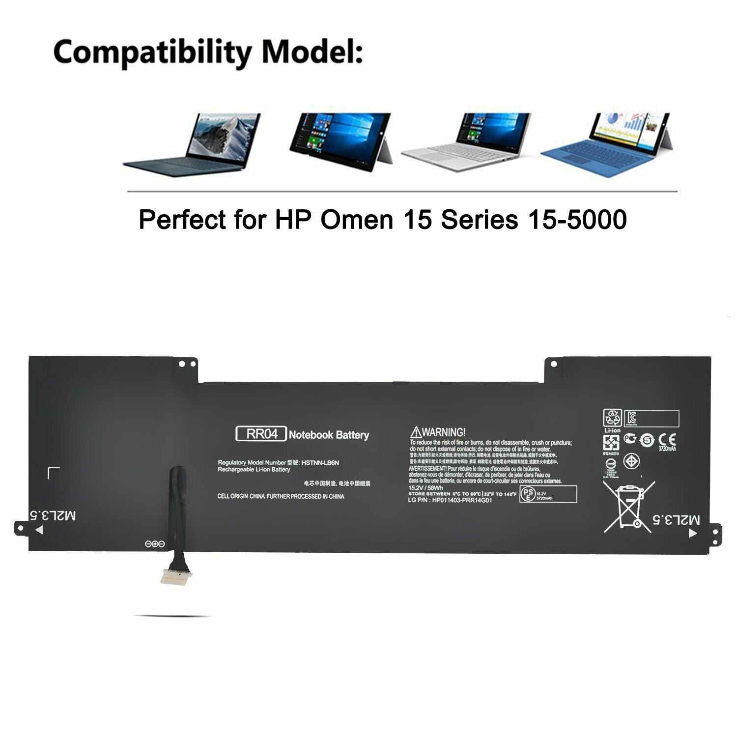 RR04XL RR04 Battery HP Omen 15-5000 15-5014TX 15-5016TX 15-5209TX 778951-421 - Office Catch