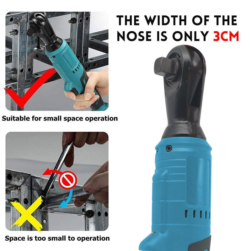 Efficient Cordless Ratchet Wrench: 1/2'' 130Nm Right Angle Design for Makita 18V Battery