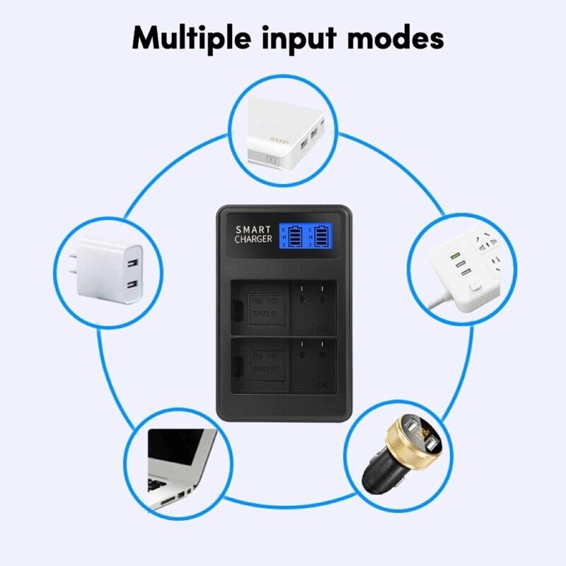 Suitable For Nikon EN-EL15 Smart LCD Display USB Dual Charger - Office Catch