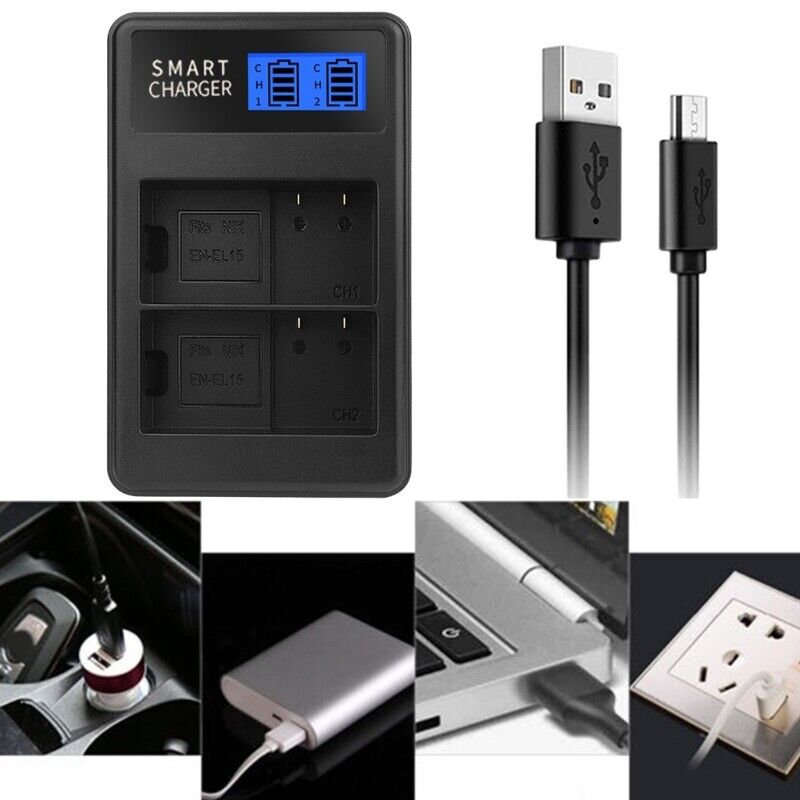 Suitable For Nikon EN-EL15 Smart LCD Display USB Dual Charger - Office Catch