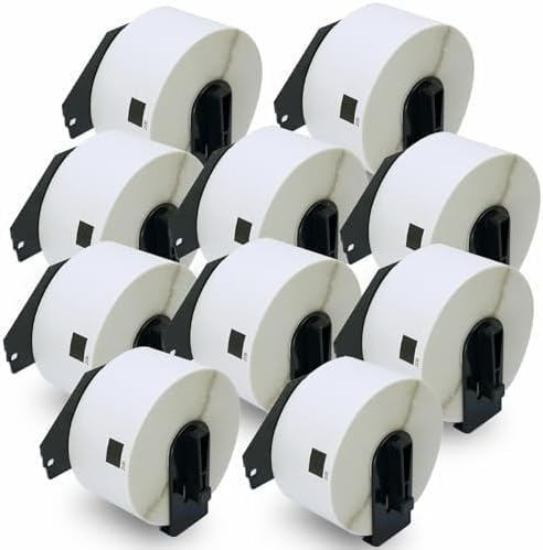 TAVICE 10 Pack Brother DK - 11208 Compatible Black Text on White Die - Cut Paper Label Roll 38mm x 90mm - 400 Labels per Roll - Office Catch