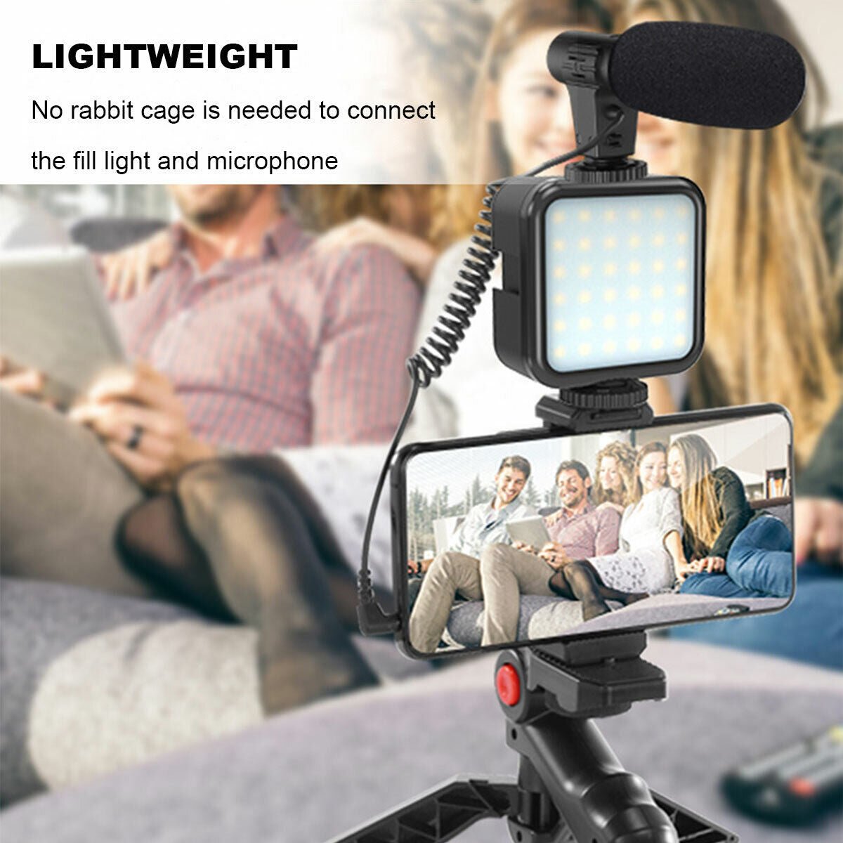 Vlogging LED Light Mobile Smartphone Vlog Kit Phone Video Selfie Stand Tripod AU - Office Catch