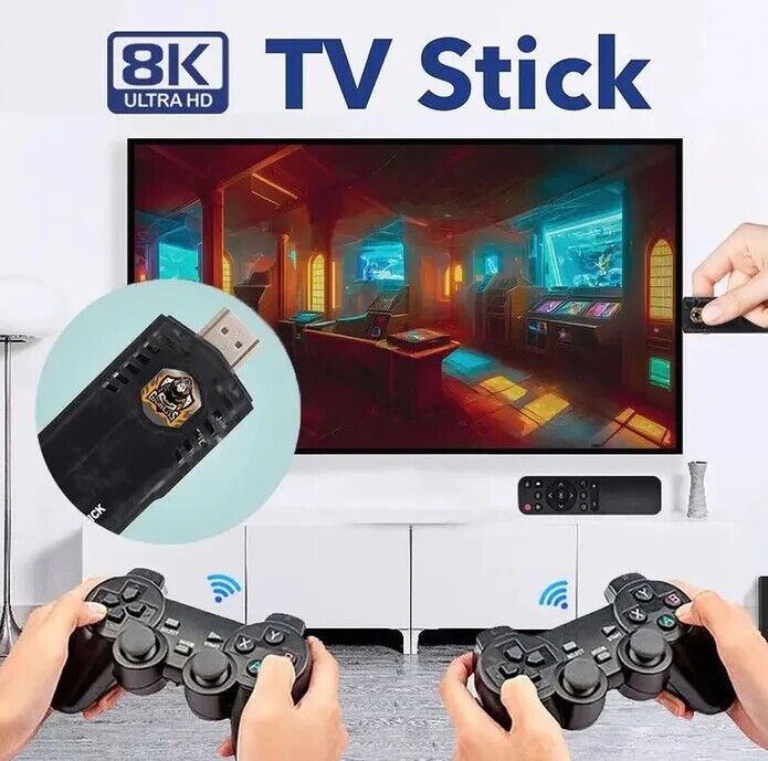 X8 TV Game Stick 4K HDR 3D Wi Fi 4G 5G 10000+ Vintage Game Console GBA Android TV Box - Office Catch