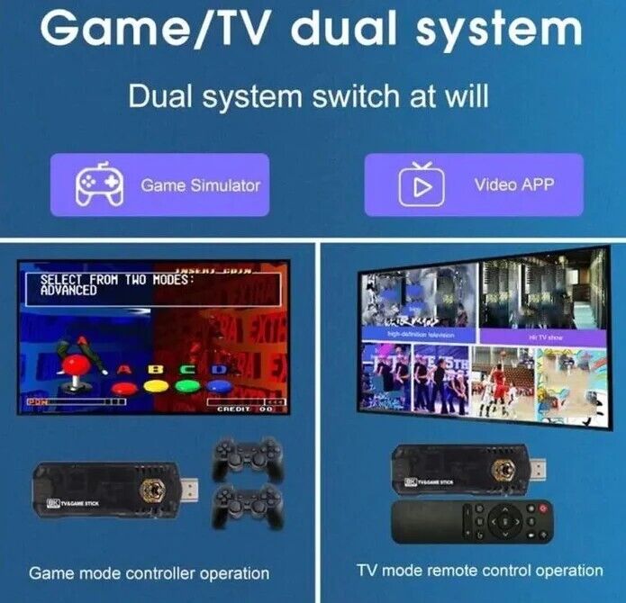 X8 TV Game Stick 4K HDR 3D Wi Fi 4G 5G 10000+ Vintage Game Console GBA Android TV Box - Office Catch