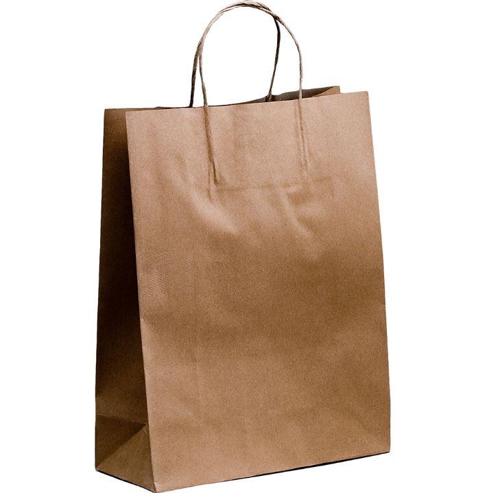 100x STRONG Kraft Paper Bags , Gift Carry Craft Brown Bag with Handles| 24x33x8cm Size - Office Catch