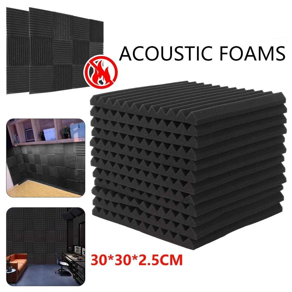 [12 Pack] Studio Acoustic Foam Sound Absorbtion Proofing Panels Tiles Wedge | 30*30*2.5cm - Office Catch