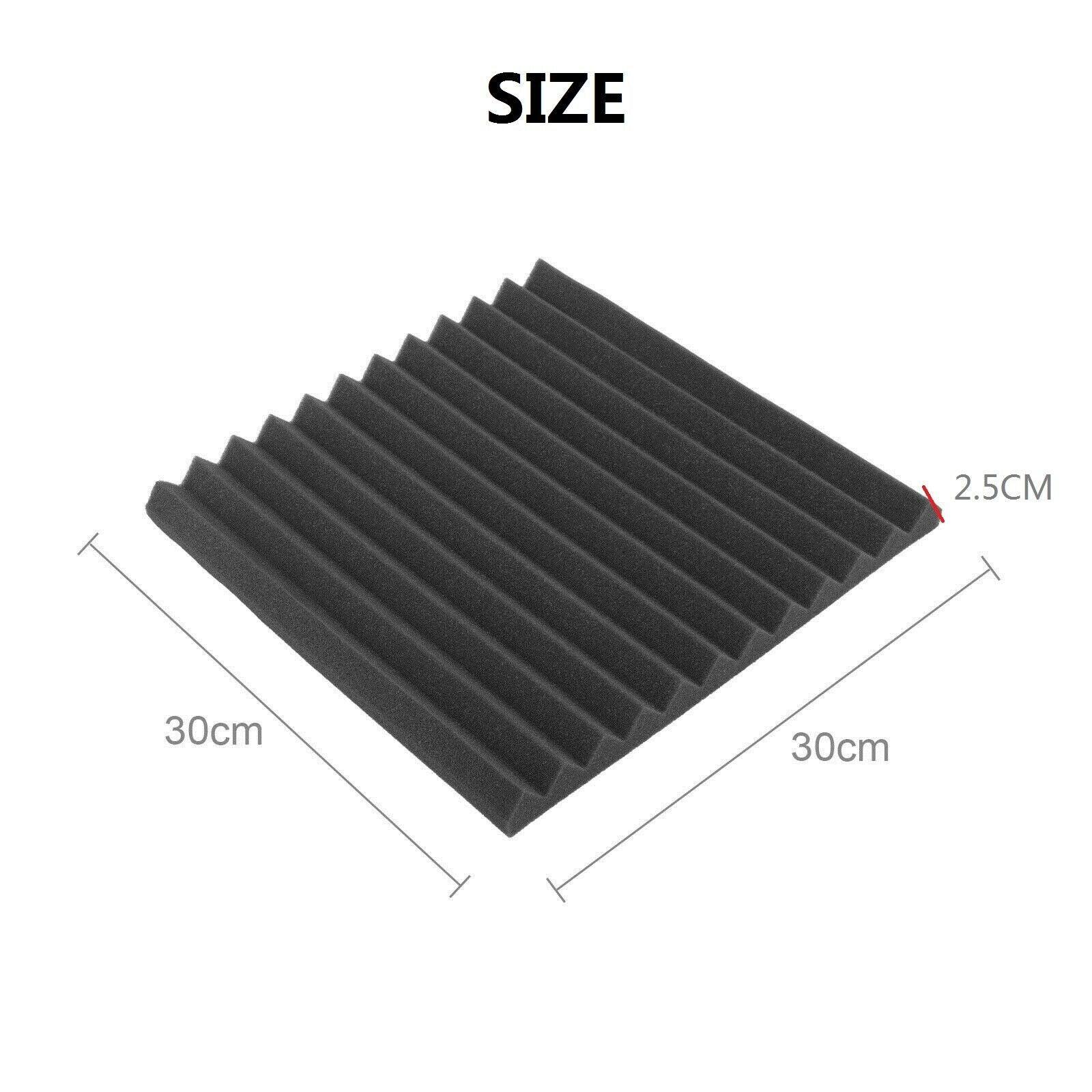 [12 Pack] Studio Acoustic Foam Sound Absorbtion Proofing Panels Tiles Wedge | 30*30*2.5cm - Office Catch