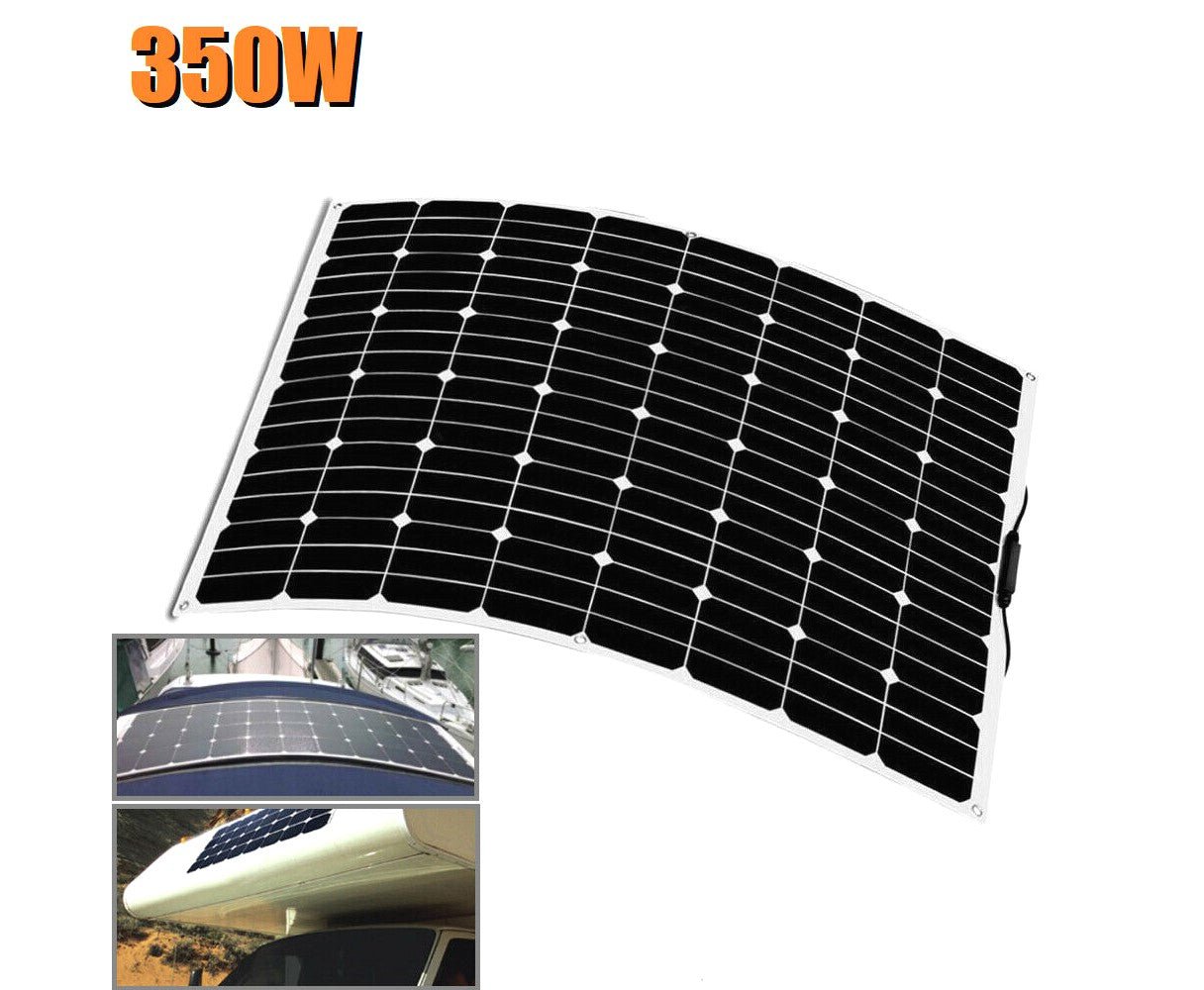 12V 350W Flexible Mono Solar Panel RV Caravan Camping Battery Charge Portable - Office Catch