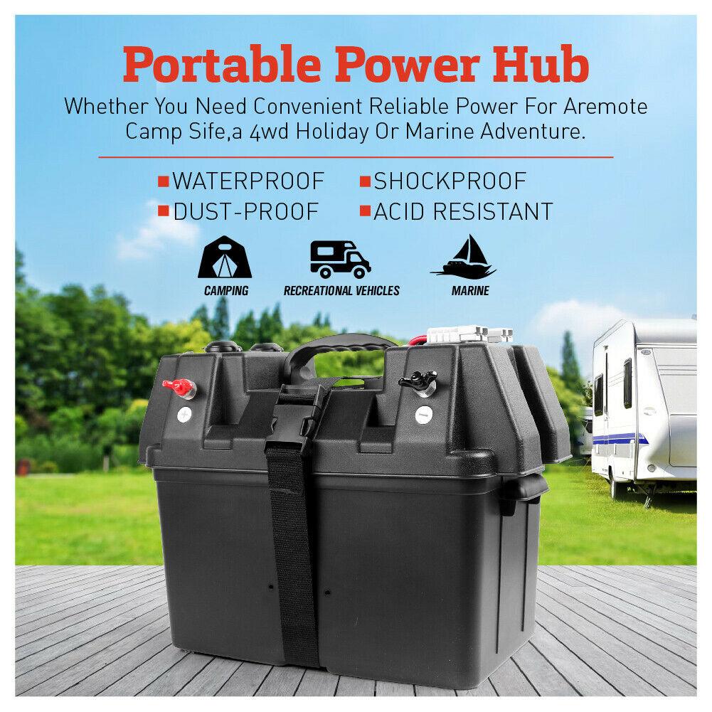 12V Portable Battery Box For Camping With USB Solar - Office Catch