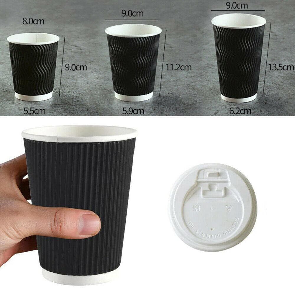 16oz (Large) 1000pcs Triple Wall Coffee Cups Disposable Bulk Takeaway - Office Catch