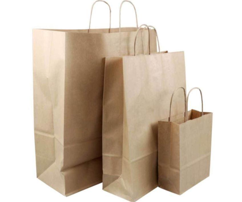 19x25x8cm [200 Pack] Recyclable Brown Bags Carry Craft Bag with Handles - Office Catch