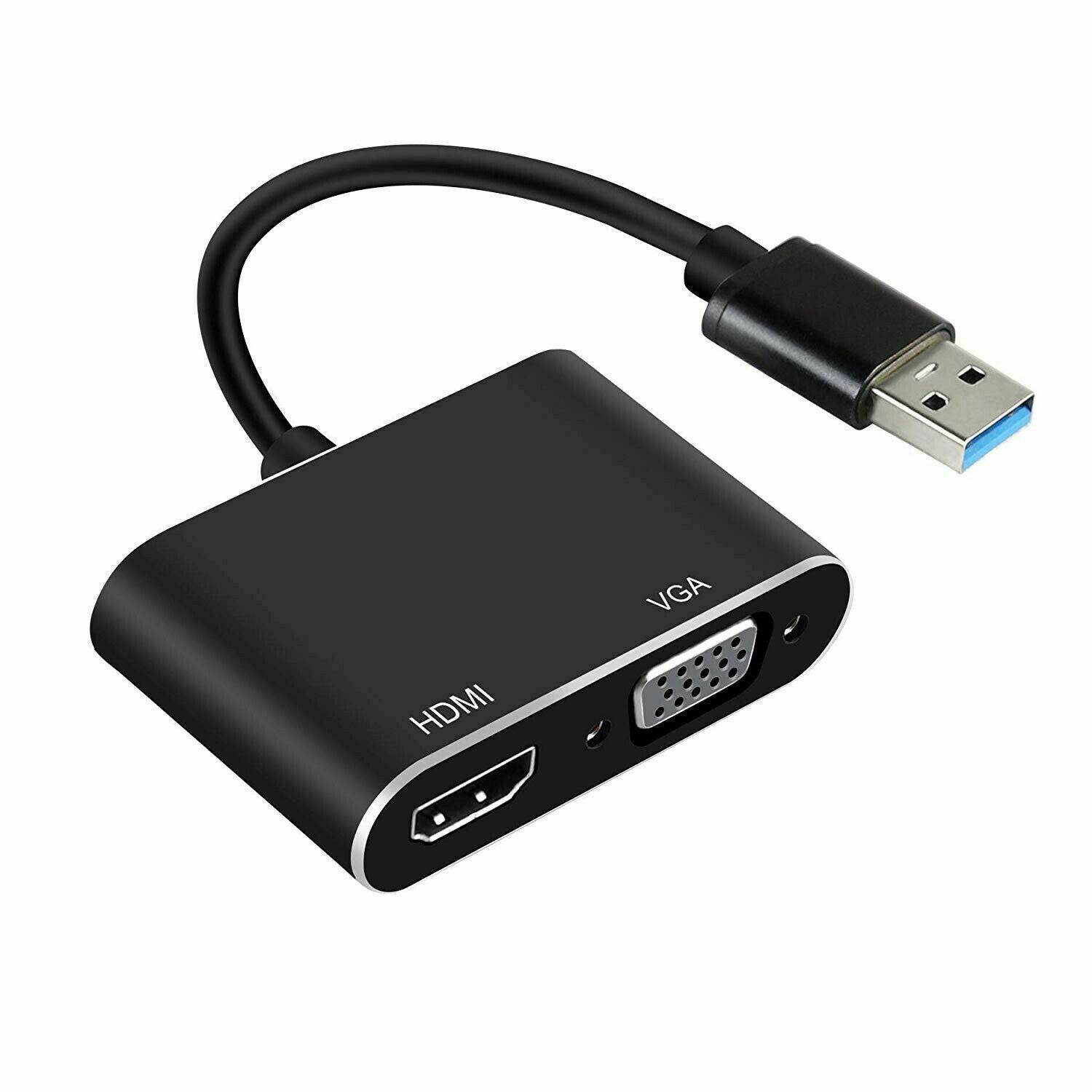 2 IN 1 USB 3.0 to HDMI + VGA Full HD 1080p Video Adapter Cable Converter Desktop or laptop computer - Office Catch