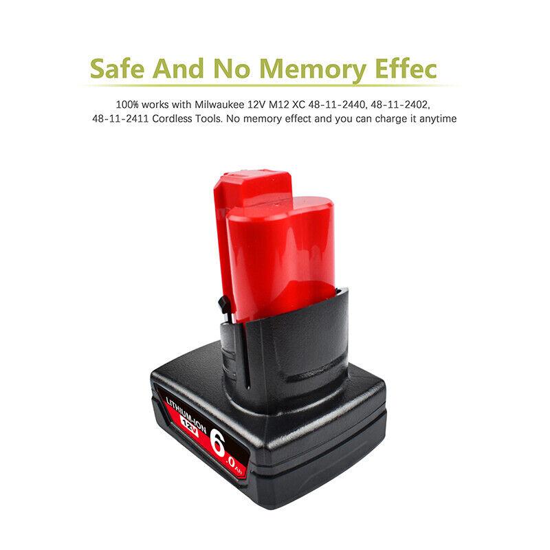 2 Pack | 6.0Ah 12V Tool Battery For Milwaukee M12 48-11-2440 48-11-2402 with Extended Capacity - Office Catch