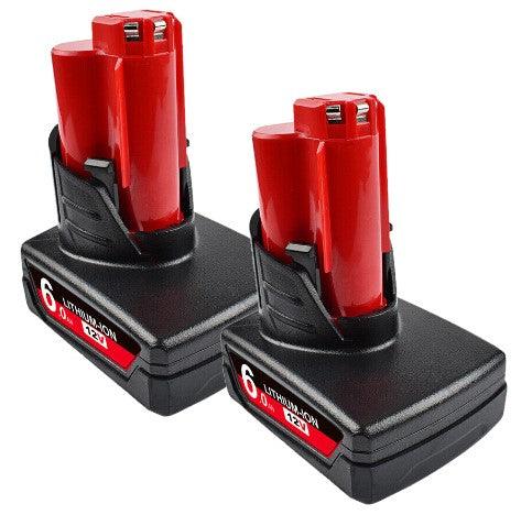 2 Pack | 6.0Ah 12V Tool Battery For Milwaukee M12 48-11-2440 48-11-2402 with Extended Capacity - Office Catch