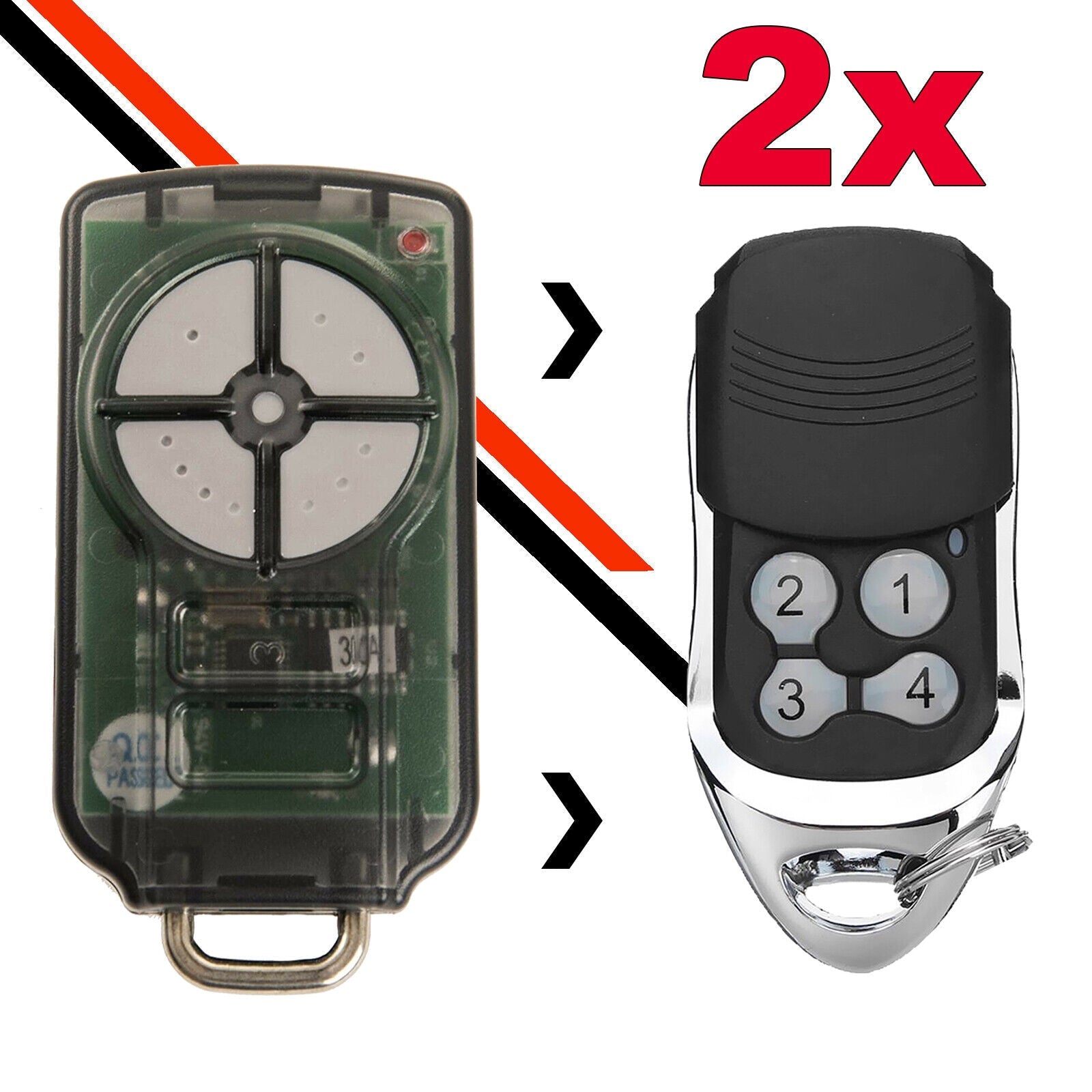 2 Pack Garage/Gate Remote/Transmitter Ditec Compatible - GOL4, BIXLG4, BIXLP2 & BIXLS2 - Office Catch