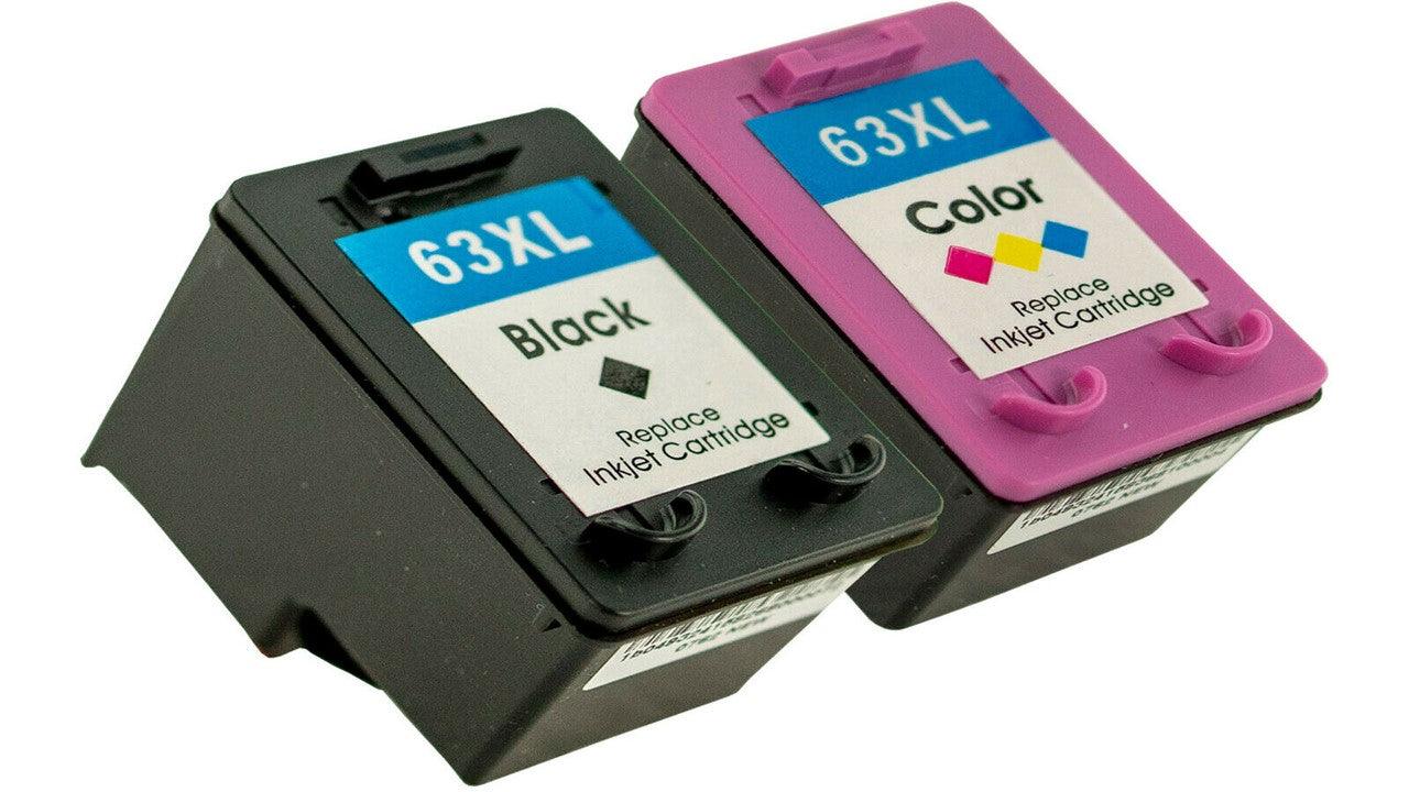 2 Pack HP 63XL Compatible High Yield Inkjet Cartridges F6U64AA + F6U63AA [1BK+1TRI] - Office Catch