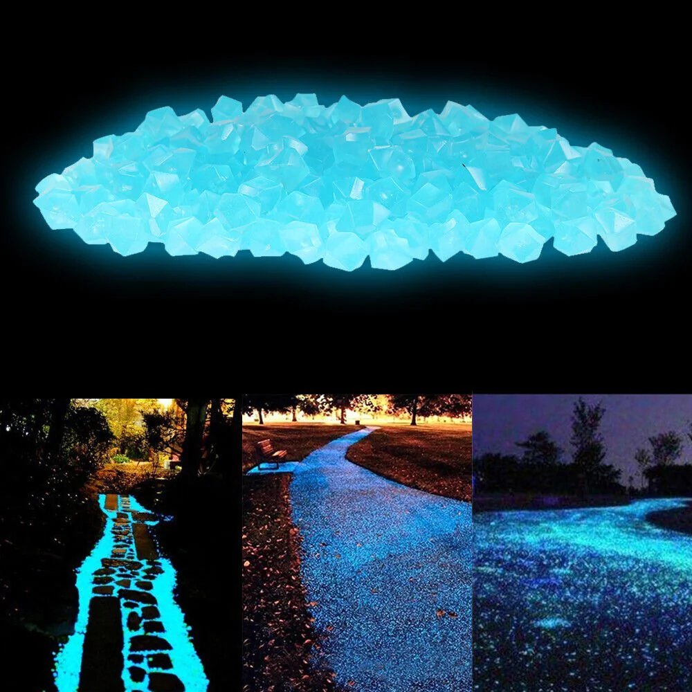 200 Pack Blue Pebbles Stone Glow in the Dark Rock Fish Tank Stones Garden Road Dec - Office Catch