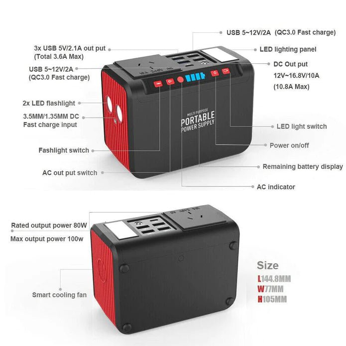20000mAh Solar Power Generator Energy Storage Power Bank Supply For Camping CPAP - Office Catch
