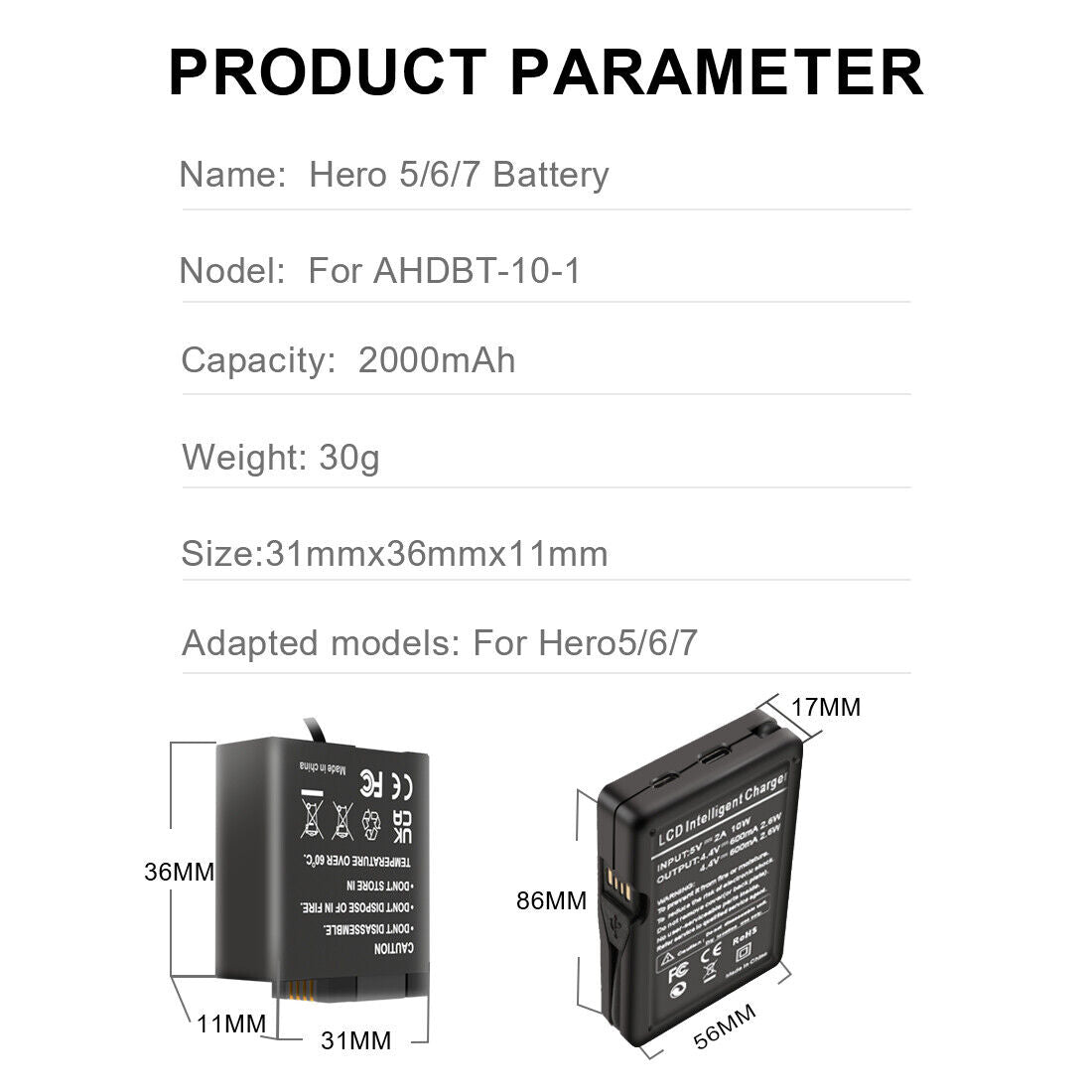 2000mAh for GoPro HERO 10 9 8 7 6 5 Replacement Battery | 2 Pack - Office Catch