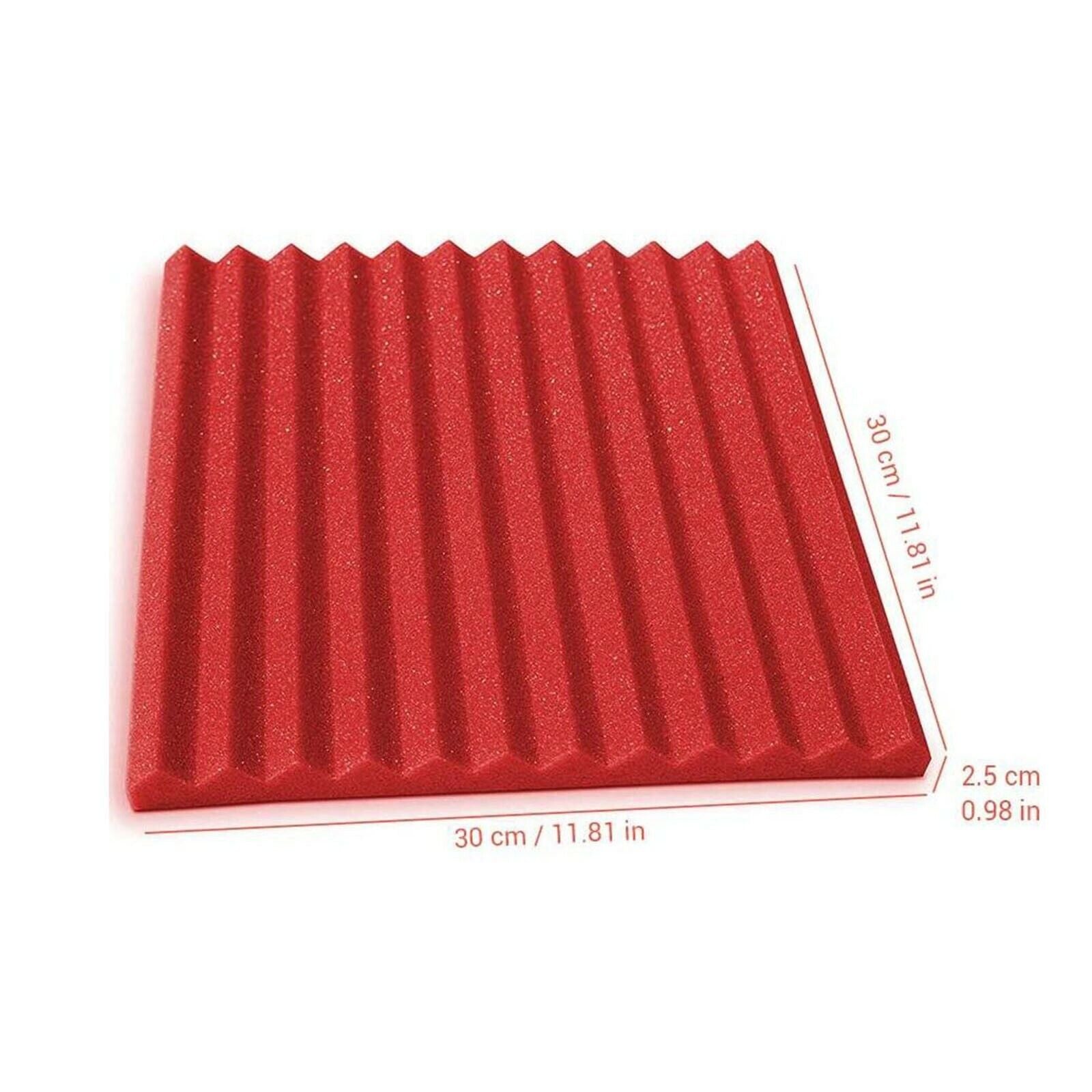 24 Pack Acoustic Foam Panels, 30x 30x 2.5cm Studio Soundproofing Wedges Fire Resistant Sound Proof Padding Acoustic Treatment Foam (Red) - Office Catch