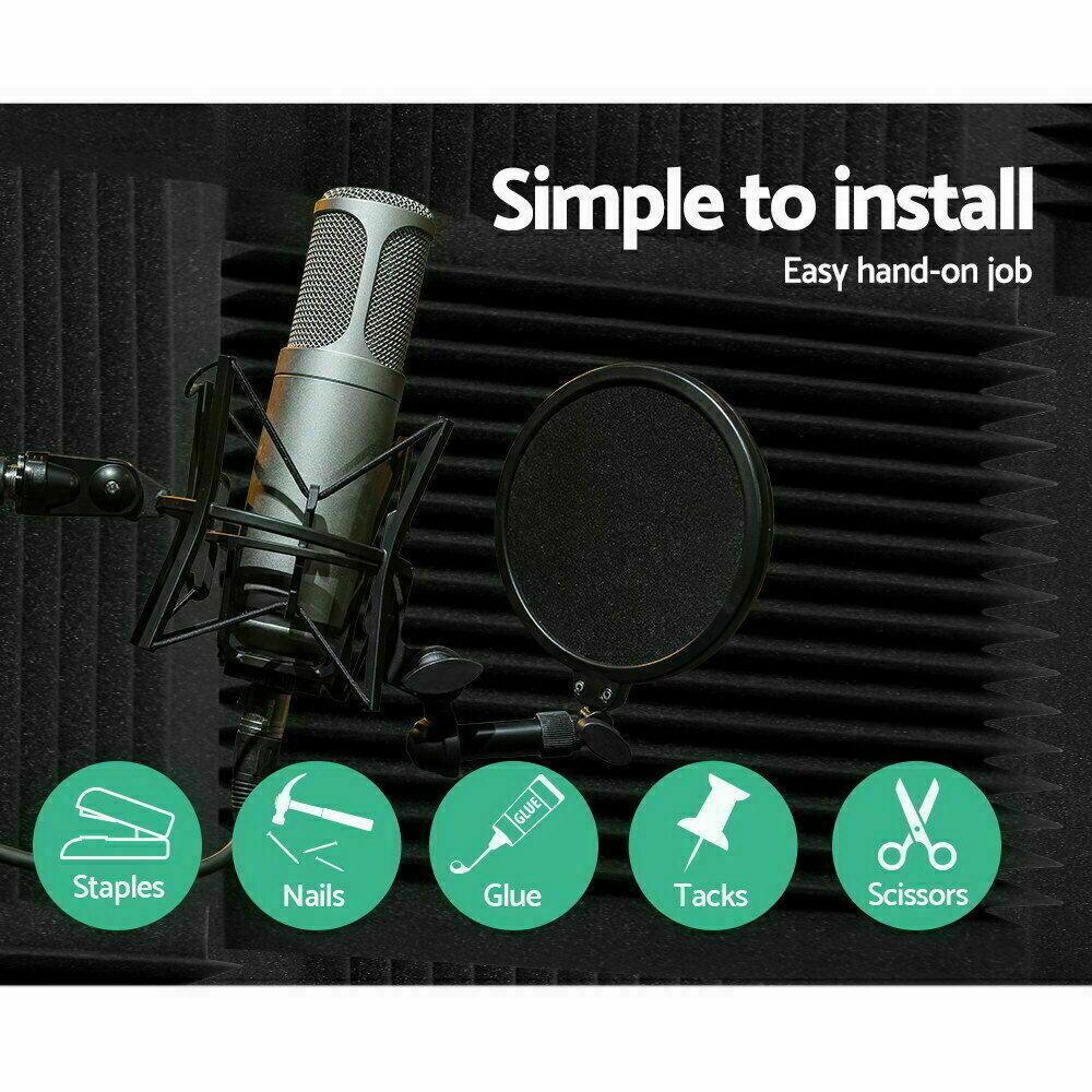 [24 Pack] Studio Acoustic Foam Sound Absorbtion Proofing Panels Tiles Wedge | 30*30*2.5cm - Office Catch