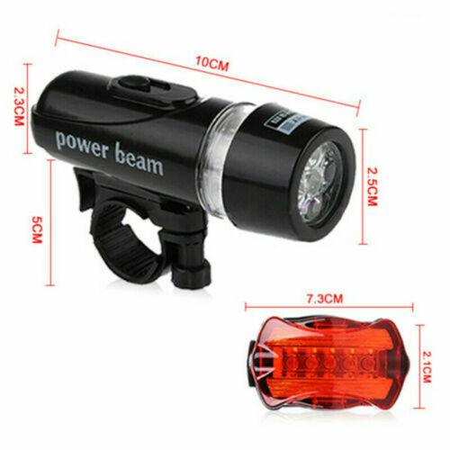 2x Bike Light Head + Rear Safety Alarm Set Bicycle Cycle White Beam 5 LED Lamp - Office Catch