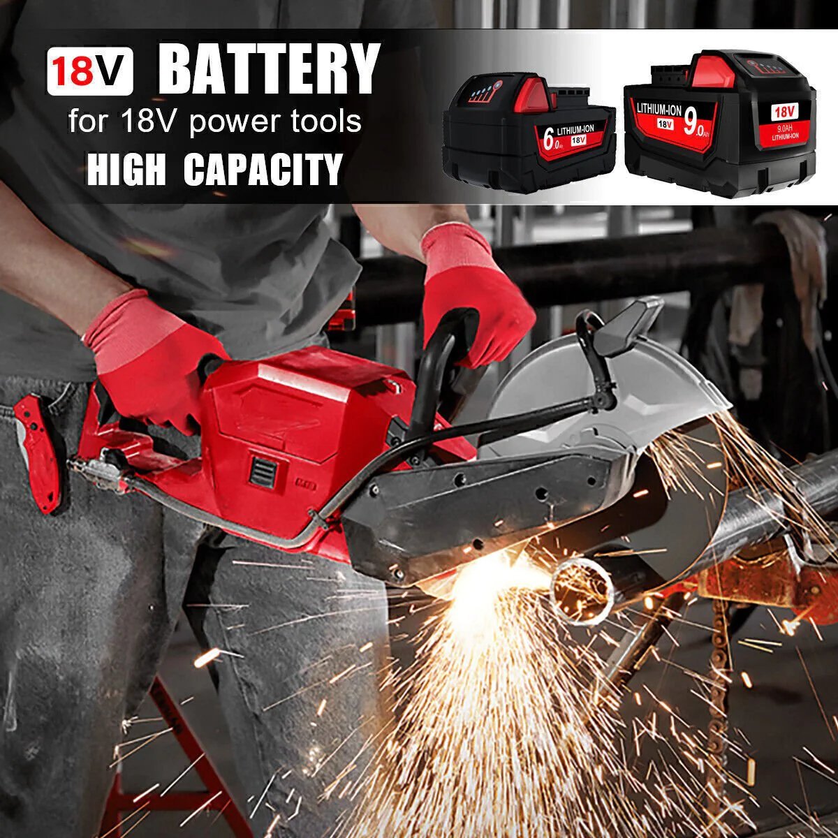 2x Compatible 18V 6.0Ah Lithium XC Battery For Milwaukee M18 48-11-1840 48-11-1860 Extended - Office Catch