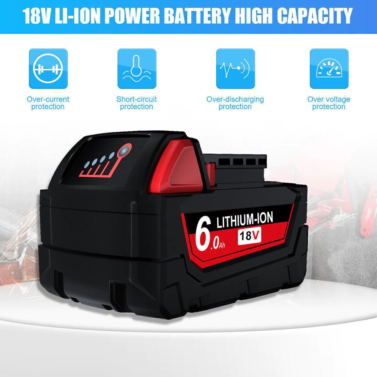 2x Compatible 18V 6.0Ah Lithium XC Battery For Milwaukee M18 48-11-1840 48-11-1860 Extended - Office Catch