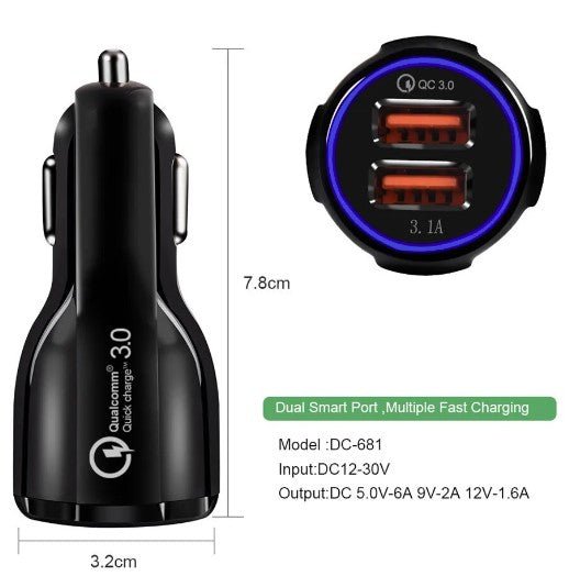 3 Port USB PD Quick Fast Car Charger QC3.0 Adapter Cigarette Lighter Socket - Office Catch