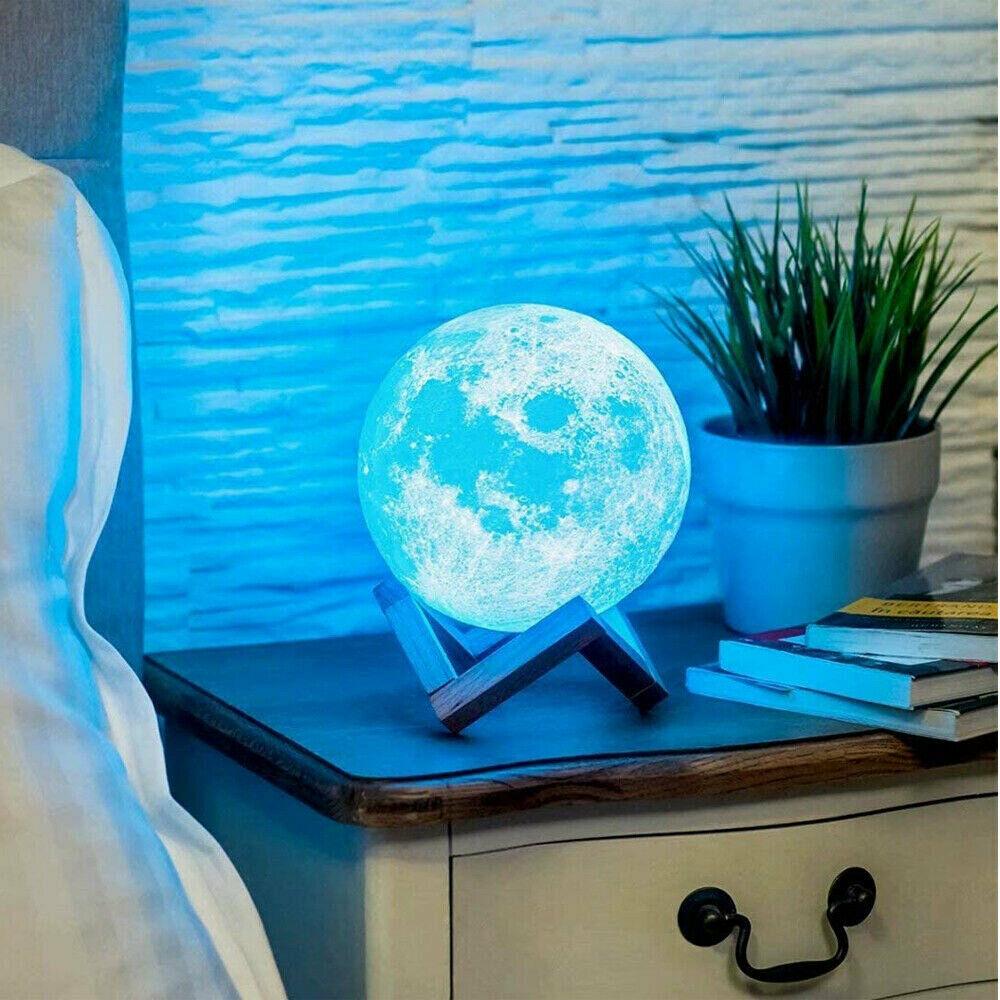 3D Moon Shaped USB LED Lamp Night Light Touch Sensor - Office Catch