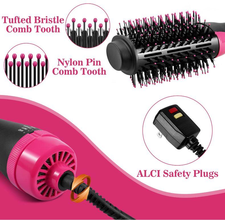 4-in-1 Hot Air Style Curler Hair Dryer Styling Roll Hair Brush Comb Hairdryer - Office Catch