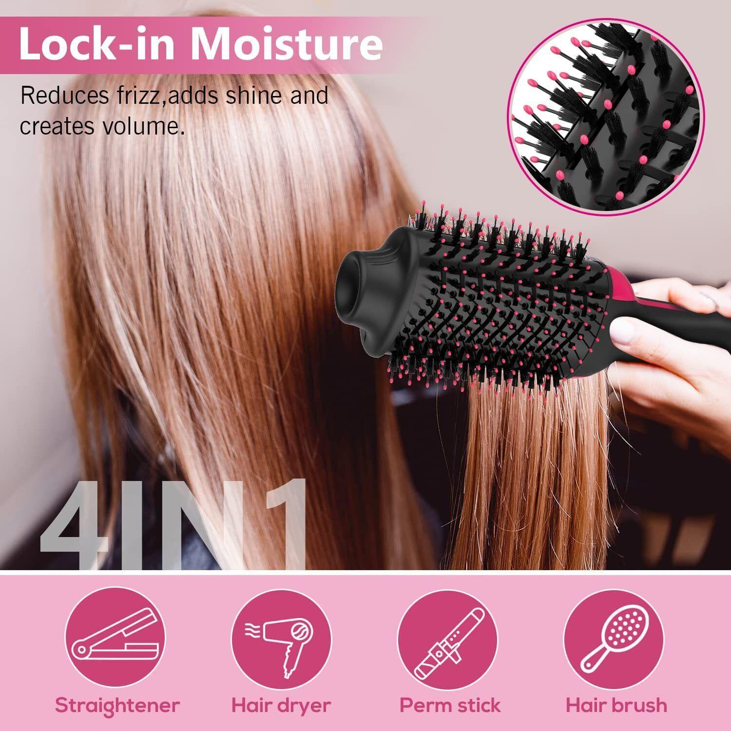 4-in-1 Hot Air Style Curler Hair Dryer Styling Roll Hair Brush Comb Hairdryer - Office Catch